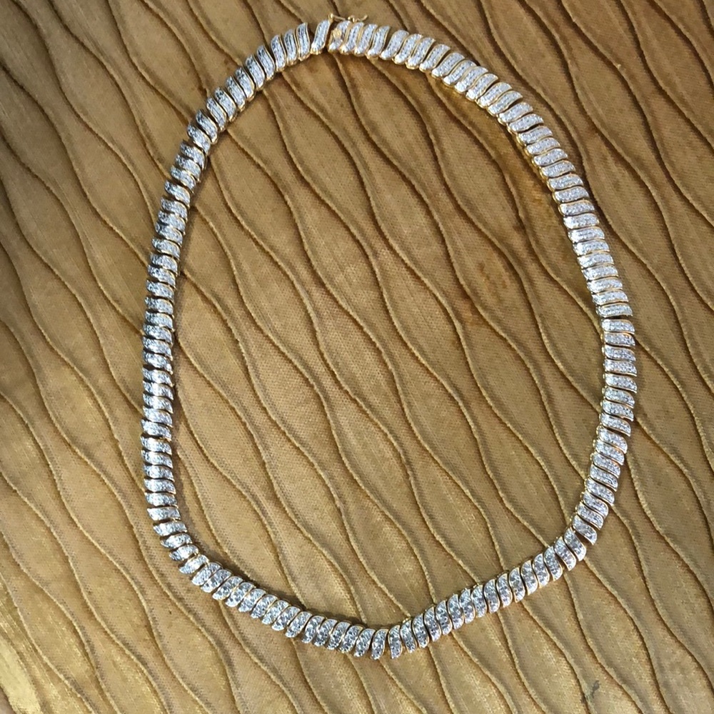 Gold and Silver Diamond Necklace